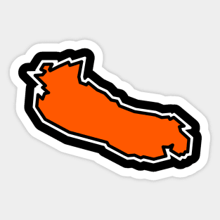 Gabriola Island Outline inTangerine Orange with Black Outline - Gabriola Island Sticker